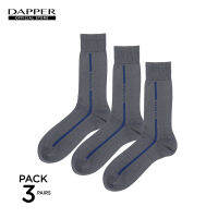 DAPPER [SET 3 คู่] ถุงเท้า Lightweight Nylon-Pima Cotton Ribbed Socks สีเทา