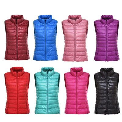 ZZOOI Duck Down Vest Women Coat Ultralight Sleeveless Slim Puffer Vest Jacket Fashion Stand Collar Windproof Duck Down Waistcoat