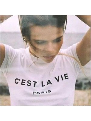 CEST LA VIEปารีสฝรั่งเศสสุภาพสตรีTeeผู้หญิงแขนสั้นตลกTumblrกราฟิกTshirtสไตล์ฤดูร้อนชุดเสื้อTเสื้อ