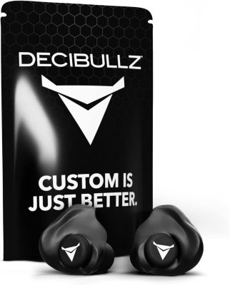 Decibullz 25-Decibel Noise-Reduction Earplugs for Hearing Protection, Custom-Molded Reusable Earplugs for Noise Sensitivity &amp; Flights, Black