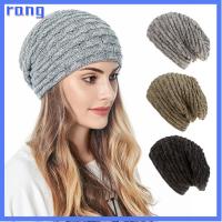 RANG แฟชั่น หมวก Unisex ไม่เป็นทางการ หมวกถักฤดูหนาว ขนแกะหนา Beanies ถุง หมวกสกี