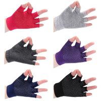 Non-Slip Half Finger Fingerless Gloves for Women Men Yoga Knit Cotton Gloves Thin Style Non-Slip Driving Half Finger Gloves