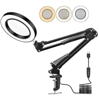 LED Magnifying Glass Beauty Tool 6x Magnifier Lamp Cold Light Repairing for Soldering Iron Repair Table Lamp Skincare