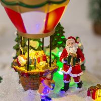 Christmas Snow House Village Glowing Music Hot Air Balloon Santa Claus Christmas Decorations Ornaments for Kids