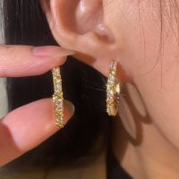 【DT】hot！ Gold Plated X Hoop Earrings for Woman Luxury Statement Jewelry Wedding New Year Accessories