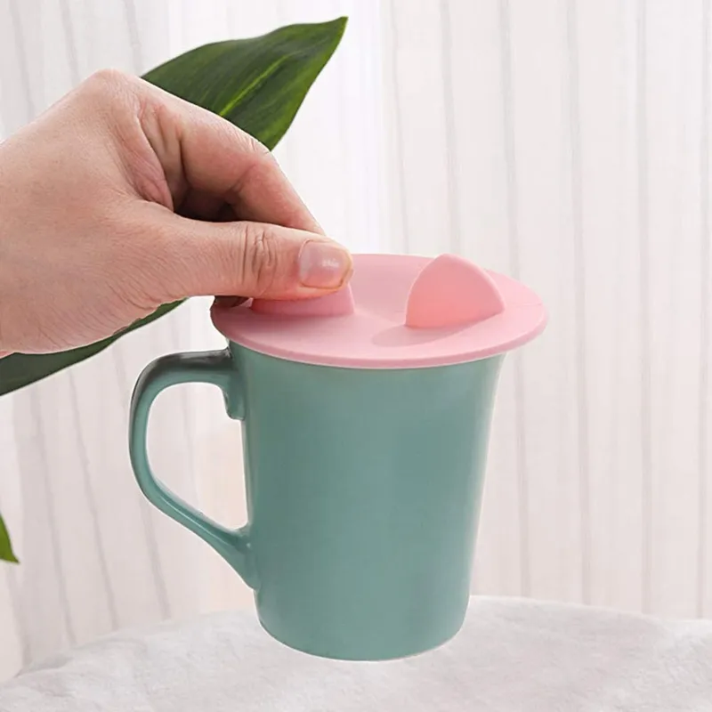 Food Grade Silicone Cup Lid Mug Covers Antidust Glass Cup Coffee Mug Cover Airtight Seal Lids Cap Drink Cup Covers for Beverages, Pink