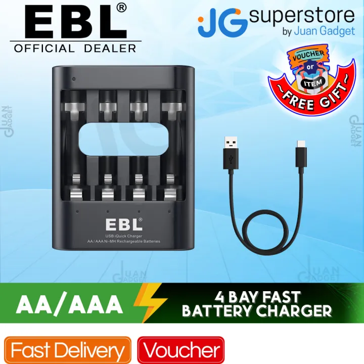 EBL Fast Battery Charger for AA AAA Rechargeable Batteries with USB