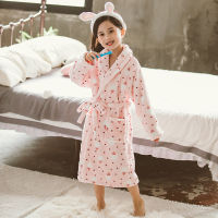 Fashion 2021 Kids Bath Robes Winter Children Bathrobe Kids Cartoon Flannel Bathgrowns Girls Soft Belt Pyjamas Szlafrok Peignoir