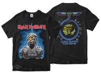 เสื้อยืดผู้ชาย IRON MAIDEN 5 WORLD SLAVERY TOUR พรีเมี่ยมเสื้อยืดเฮฟวีเมทัลร็อค โลหะ