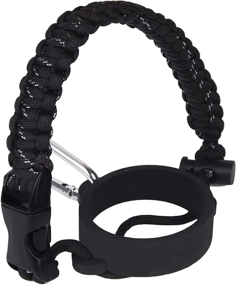 QeeCord 2.0 Paracord Handle for Hydroflask 2.0 Wide & Standard Mouth Water  Bottles Strap Carrier with New Safety Ring Holder, 12oz - 64oz 32 oz-40 oz  Wide Mouth Black