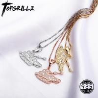 TOPGRILLZ 925เงินสเตอร์ลิงจี้สร้อยคอสตรีเพทายคริสตัลน้ำแข็งสร้อยคอจี้แฟชั่น