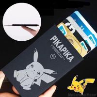 Pokemon Pikachu Slim Aluminum Wallet Fashion ID Credit Card Holder Mini RFID Wallet Automatic Pop Up Bank Card Pocket Case Gifts