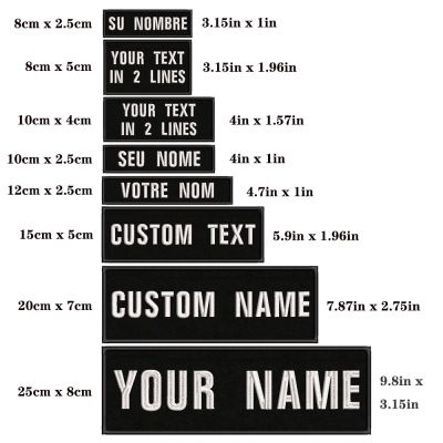 1PC Custom Name Embroidery Patch Stripes Badge Iron On Or Hook Loop 10X2.5CM8X5CM10X4CM 8X2.5CM12X2.5CM15X5CM20X7CMblack