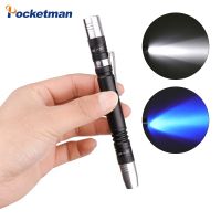 Mini Pen UV Flashlight 2 in 1 Multifunctional 395nm Ultra Violet Torch Lanterna White Purple Light Detector Torch Use 2xAAA