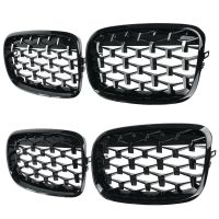 รถ Diamond Grills ด้านหน้าย่าง Chrome ตาข่าย Grille รถอุปกรณ์เสริมสำหรับ BMW E70 E71 E72 X5 X6 2007-2013