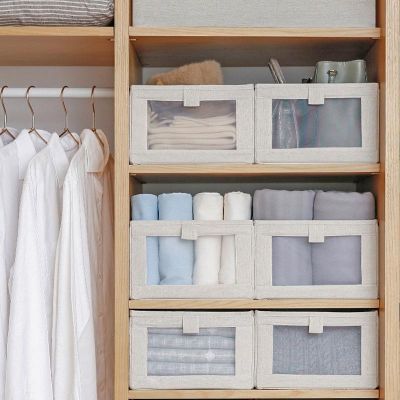 [COD] Cotton and linen cloth art visual storage wardrobe finishing home box clothes