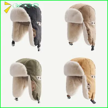 Winter Faux Fur Ski Cap Warm Bomber Hats Ushanka Russian Earflap Bonnet  Trapper Hat GREEN