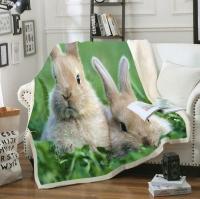 Animal rabbit 3D print fashion fleece blanket bed bedspread Sherpa blanket