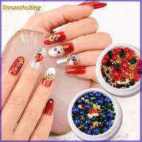 LINNANZHUBING Snowman ตกแต่งศิลปะเล็บต้นคริสต์มาสเกล็ดหิมะซานต้าแบบ DIY เครื่องประดับเพชรเทียมวัสดุทำเล็บเล็บคริสต์มาสตกแต่งเล็บ