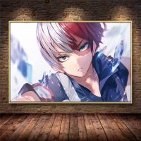 โปสเตอร์ติดฝาผนัง Boku No My Hero Academia Todoroki Shouto อนิเมะภาพเขียนสีน้ำมันบนผืนผ้าใบ Cuadros ผนัง0717