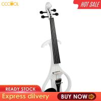 CCCOOL ไวโอลินไฟฟ้าขนาดเต็ม4/4 Fiddle 4 String Silent Violin White