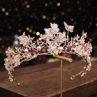 Sissi มงกุฎเจ้าสาว Baroque Pearl Rhinestone Crown และ Tiara ผีเสื้อ Hairband Wedding