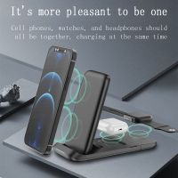 ZZOOI 15W 3 in 1 Fast Wireless Chargers Stand For iPhone 12 12Pro Foldable Charging Dock Station for Apple Watch Airpods Pro Charging