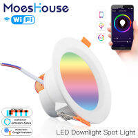 Moes WiFi Smart LED Downlight Dimming Round Spot Light 7W RGB Color Changing 2700K-6500K Warm Cool light Alexa Home