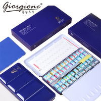 Giorgione สีสีน้ำศิลปิน-เมทัลลิกลิตเตอร์สีทึบเคสโลหะพกพาได้พร้อมจานสี24/36/48ชุดสีประกายอุปกรณ์งานศิลปะสีน้ำ