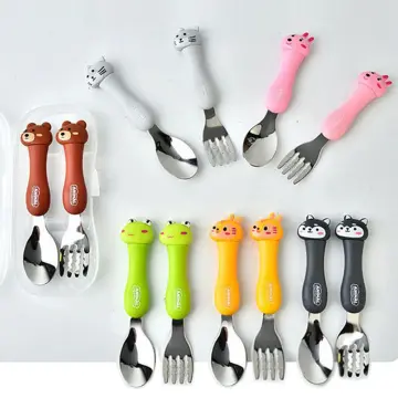 Cartoon Carrot Stainless Steel Spoon Fork Set Baby Gadgets Kids