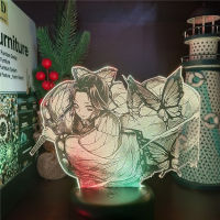 อะนิเมะปีศาจฆ่า Kochou Shinobu 3D โคมไฟ Led ภาพลวงตาไฟกลางคืนมังงะหุ่นโคมไฟเด็กของขวัญห้องนอนตกแต่งกลางคืน