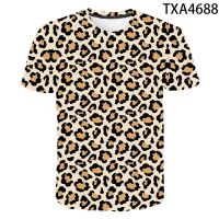 CODHaley Childe New product new round neck short-sleeved 3D digital printing top loose mid-length leopard print young men and women trendy male T-shirt