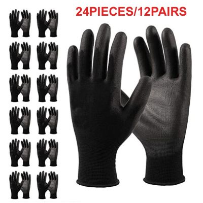 24Pieces/12Pairs Knitted Safety Construction Security Garden Rubber Industrial Working Gloves
