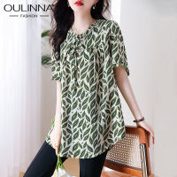 OULINNA เสื้อยืดลายดอกไม้แยกส่วนขนาดใหญ่เพรียวบางและมีเอกลักษณ์2023ใหม่เสื้อแฟชั่นและแฟชั่นด้านล่างปิดความยาวปานกลางด้านบน