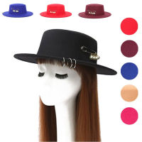 fedora hat new copper ring big needle flat top autumn and winter mens and womens pearl fedora hat Panama 2021