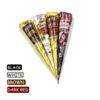 ✉● GOLECHA Black Brown Red White Henna Cones Indian Henna Tattoo Paste For Temporary Tattoo Body Art Sticker Mehndi Body Paint