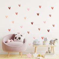 Cartoon Heart Nursery Wall Stickers Girls Removable DIY Peel and Stick Wall Decals for Kids Bedroom Interior Home Decoration