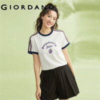 ➦GIORDANO ผู้หญิง เสื้อยืดคอกลมแขนสั้นผ้าฝ้ายถักลายผลไม้สีตัดกัน Free Shipping 05323398