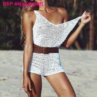 Agafgadf ชุดบอดี้สูทพารามัลเฮอร์เดอถักด้วยมือ Estilo Boho Buraco Com Alça Cordão Biquíni Praia Romper Calas Curtas Macacão Playsuit Férias 2020