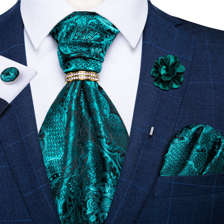 แฟชั่นผู้ชาย-ascot-tie-ผ้าไหม-vintage-navy-blue-paisley-ทอ-cravat-tie-แหวน5ชิ้นชุดสำหรับงานแต่งงานผ้าพันคอของขวัญอุปกรณ์เสริม
