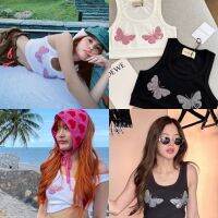 พร้อมส่ง ?? Butterfly tank crop เสื้อกล้าม ทรงครอป ผ้าร่อง