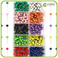 CUFEI 600 PCS พลาสติกทำจากพลาสติก หมุดกดแผนที่ หัวกลมกลม 10สีค่ะ หมุดทำเครื่องหมาย ของใหม่ แผนที่ tacks ออฟฟิศสำหรับทำงาน