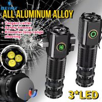 2000LM 3 LED Flashlight 18350 Aluminium Alloy Safety hammer Torch Rechargeable USB Light IP65 Waterproof for Hiking Camping