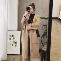 Spot parcel post2023 Autumn and Winter New Korean Style Large Loose Pockets Mid-Length Sweater Cardigan Female Online Influencer Thickened Sweater Coat