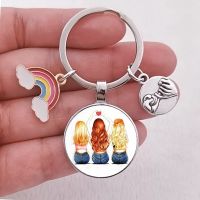 【DT】Best friend sister gift Sisters Friendship Photo Key Ring for best friend Enamel Rainbow Charm Keychain best friend keyring Gift hot