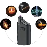 New rechargeable plasma USB telescopic lighter outdoor kitchen windproof single arc lighter flameless cooking tool