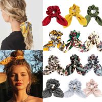 ℡☏ Simulation Pearl Bow Scrunchies For Women Hair Accessories Fashion Elastic Hair Bands Scarf Ribbon Tied Ponytail Holder Headwear