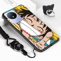 เคส Hpivo สำหรับ Vivo Y02T Y02A อะนิเมะเคสเคสยางกันกระแทก TPU Onepiece Zoro Nami Sanji หมวกฟางสับซิลิโคนขอบนิ่มสายคล้องแหวนใส่นิ้วเคสครอบโทรศัพท์