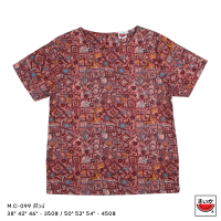 เสื้อแตงโม (SUIKA) - เสื้อผ้าป่านมัสลิน คอปาดกระดุมหลัง 3 เม็ด แขนสั้น  (M.C-099)