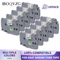 IBOQVZG 10 Pek HSe241 HSe211 HSe221 HSe231 HSe251 HSe631ป้าย Tub Pengecutan Haba เทป PTouch Sesuai untuk Brother P-Touch